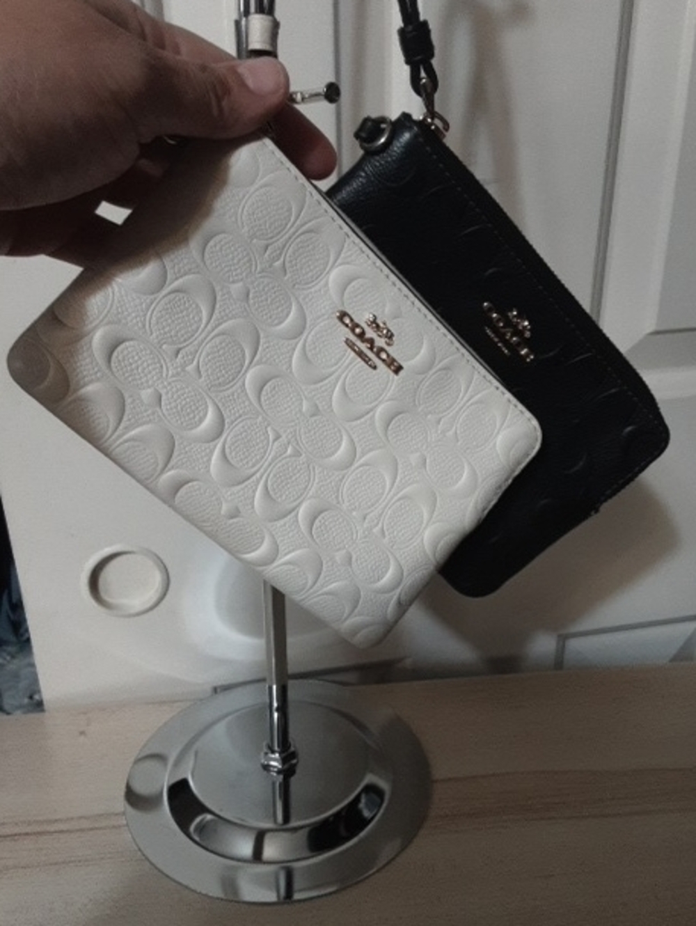 Coach EUC Embossed Signature Wristlet in White OR Black
